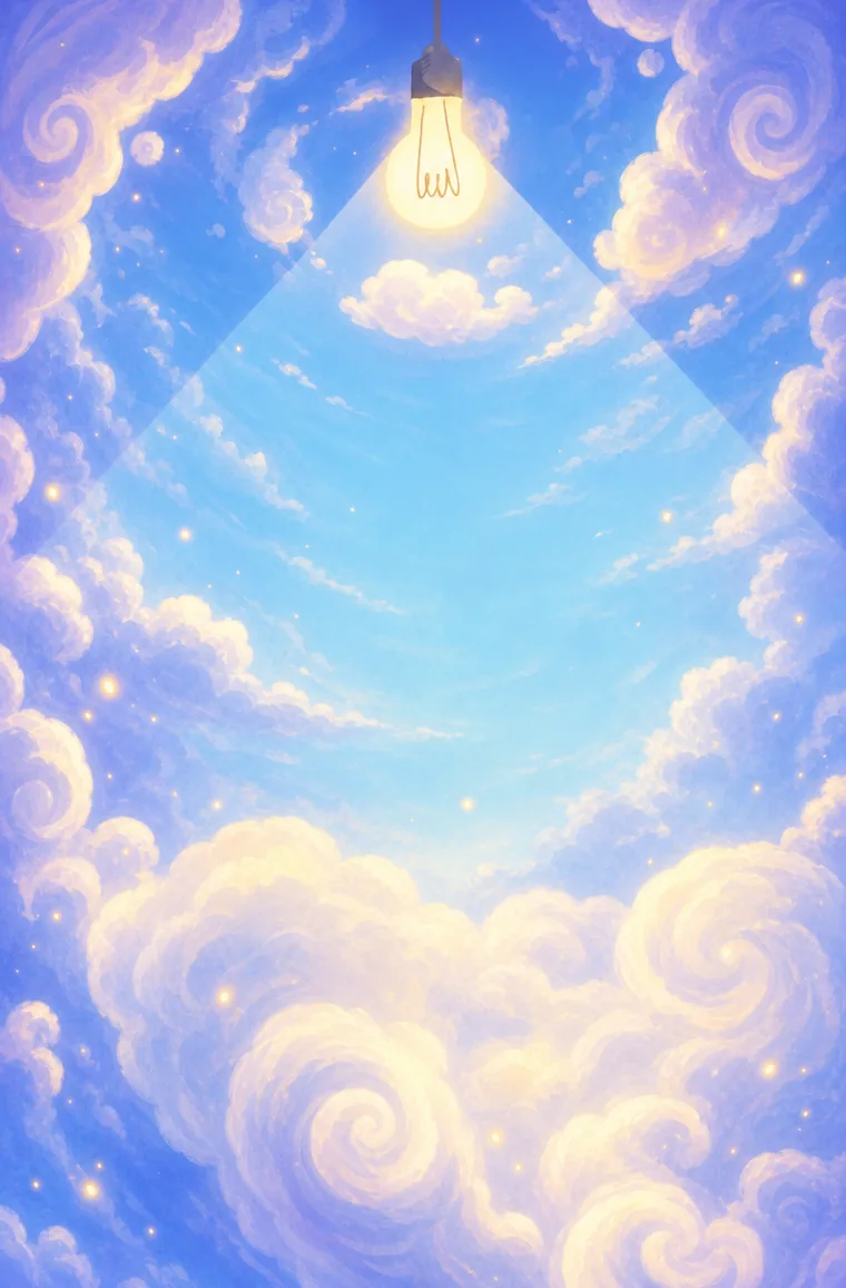 Ball is God celestial dialogue location with a glowing suspended light