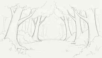 Nature Seed level shown as a quiet pencil sketch before the puzzle is solved